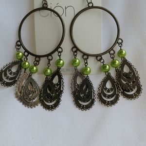 Green dangle earrings